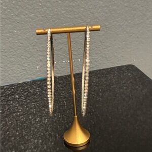 Source Unknown Silver Crystal Hoop Earrings